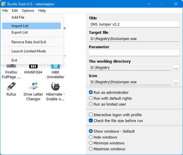 Runastool export - import feature